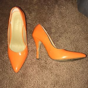 Orange Pointed Toe Heels